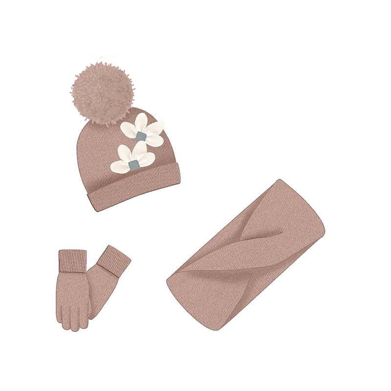 10.071 | Σετ σκουφος κασκολ λουλουδια